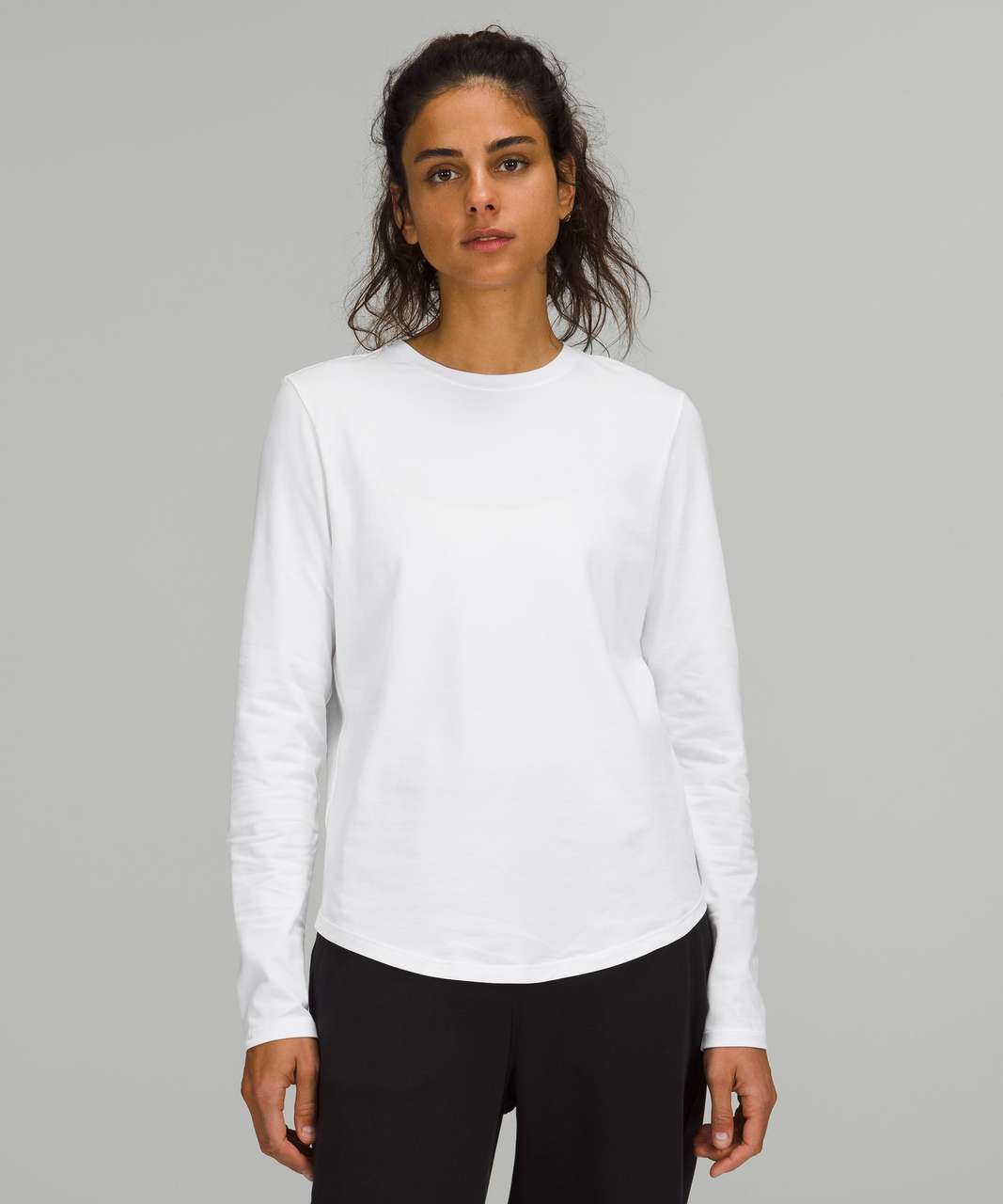 Lululemon Asymmetrical Ribbed Cotton Long-Sleeve Shirt - White - lulu  fanatics