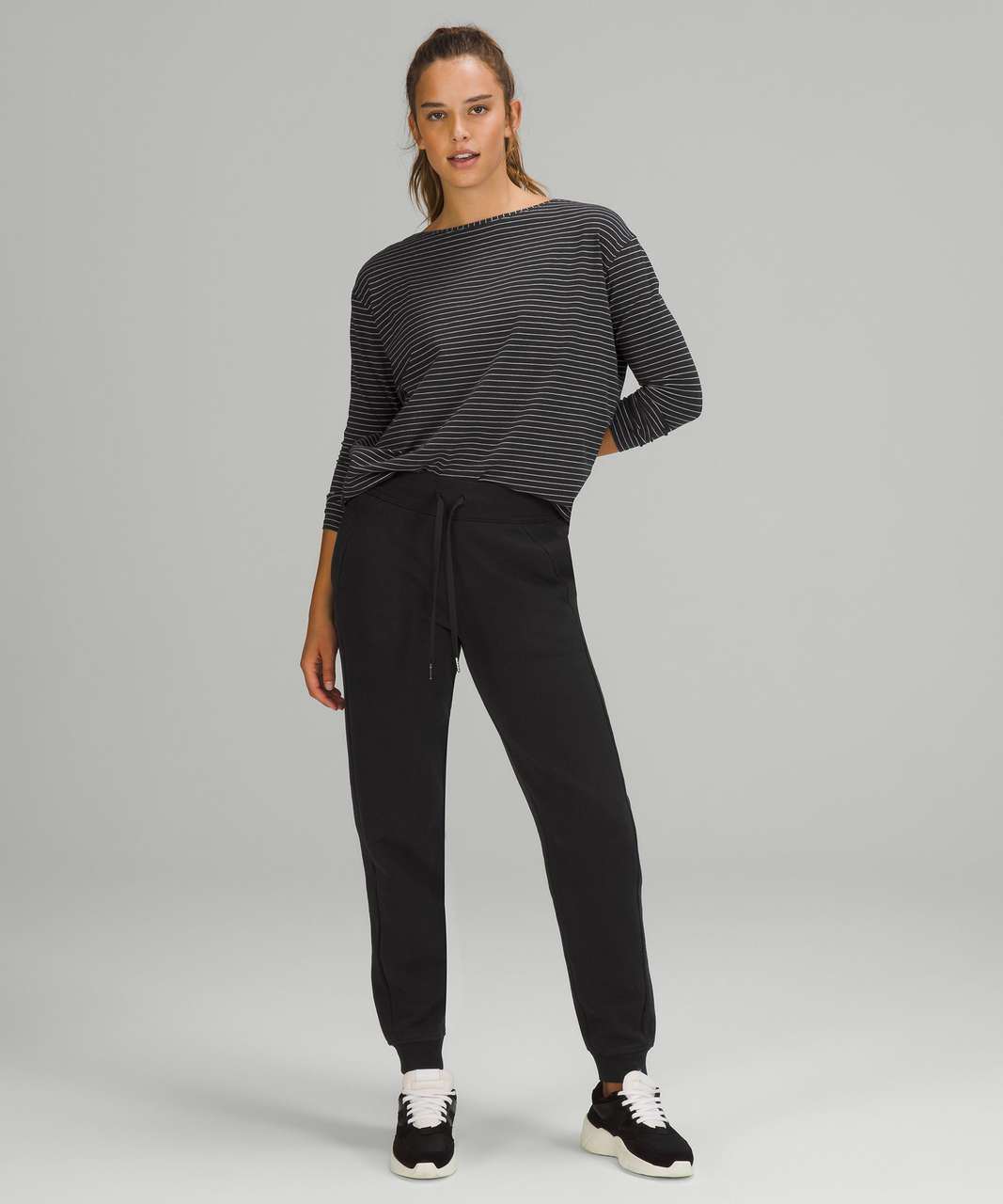 Lululemon Back in Action Long Sleeve Shirt - Synchronise Stripe Black White