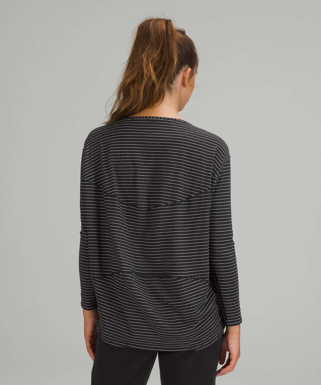 Lululemon Back in Action Long Sleeve Shirt - Synchronise Stripe Black White