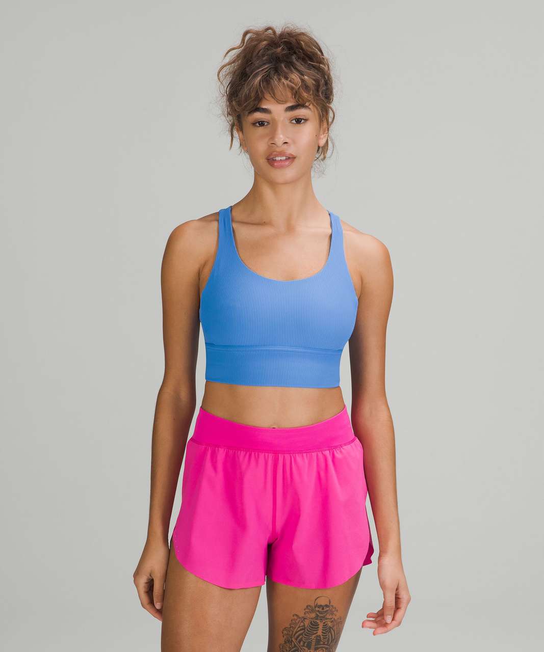 Lululemon Energy Bra Long Line Luxtreme Size 12 B/C Cup Icing Blue ICBU  76536