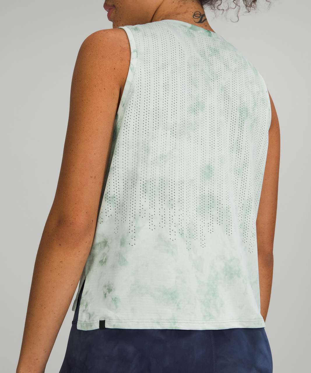 Lululemon Train to Be Tank Top - Rainstripe Sheer Cloud Wash Rainforest Green