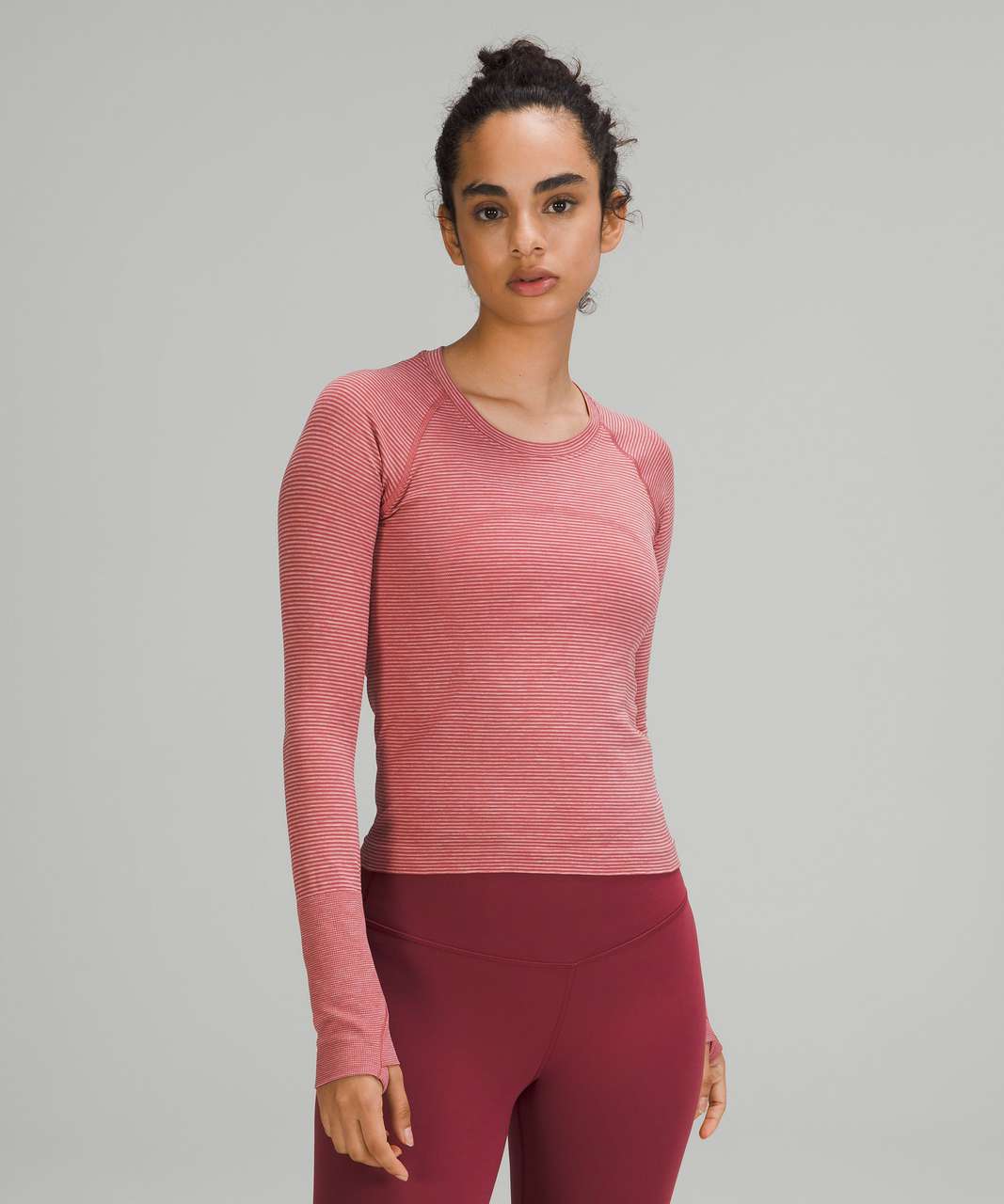 Lululemon Swiftly Tech Long Sleeve Shirt 2.0 *Race Length - Tetra Stripe Pink Savannah / Pink Mist / Mulled Wine / Red Rock