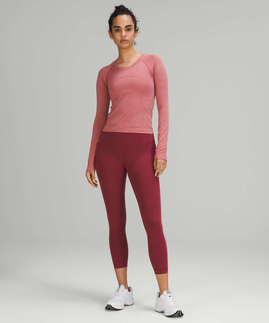 Lululemon Swiftly Tech Long Sleeve Shirt 2.0 *Race Length - Tetra Stripe Pink Savannah / Pink Mist / Mulled Wine / Red Rock