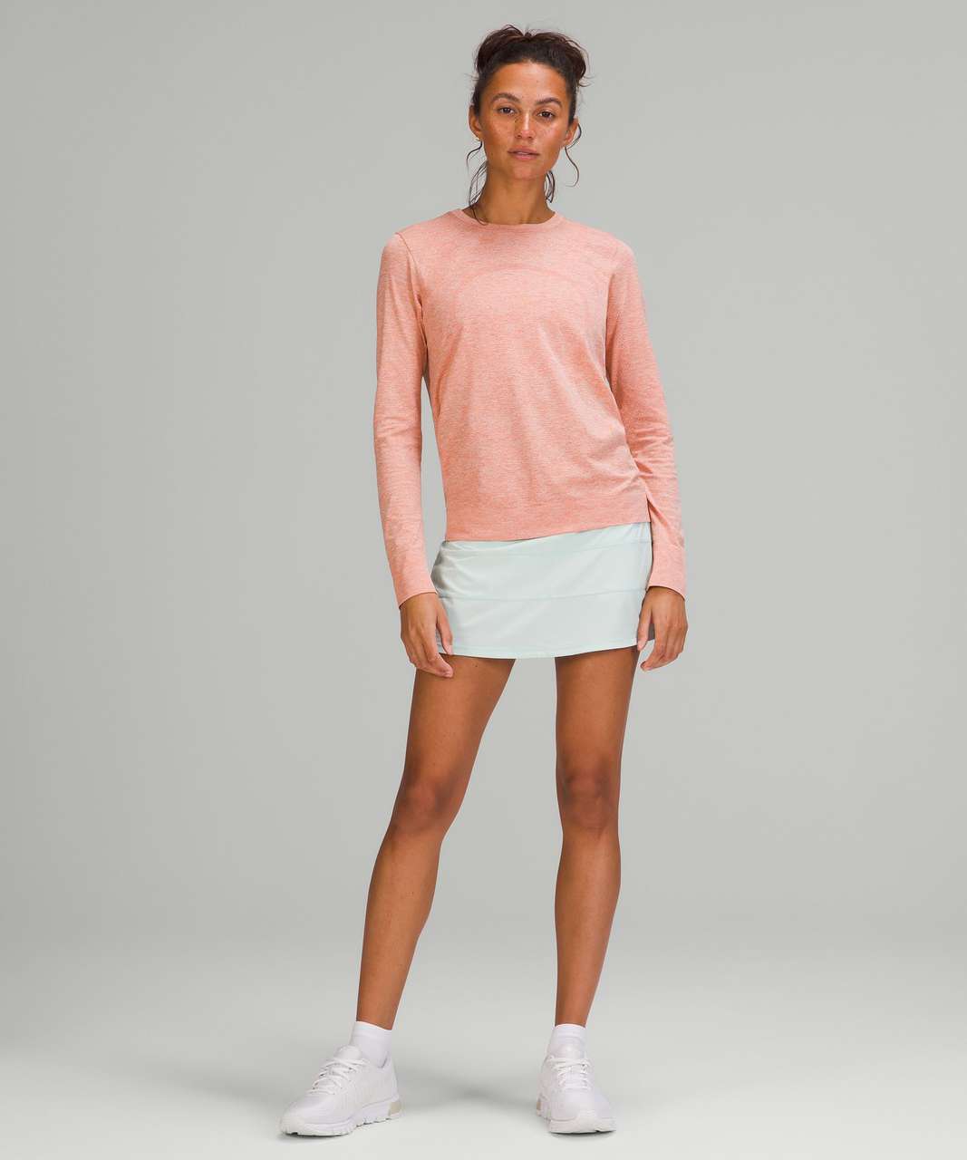 Lululemon Swiftly Relaxed Long Sleeve Shirt - Pink Savannah / White