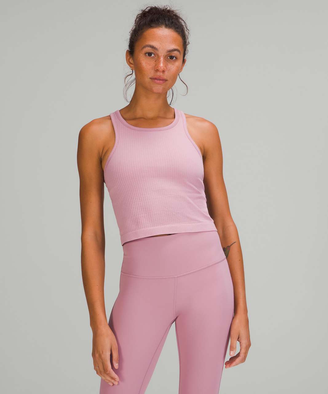 Lululemon Ebb to Street Cropped Racerback Tank Top - Pink Taupe - lulu  fanatics