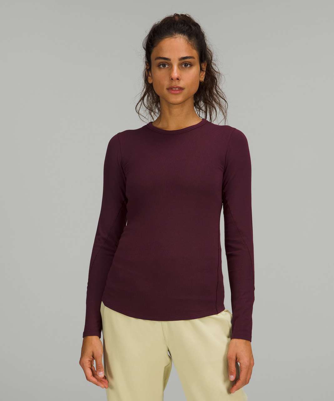 Lululemon Hold Tight Ribbed Long Sleeve Shirt - Cassis - lulu fanatics