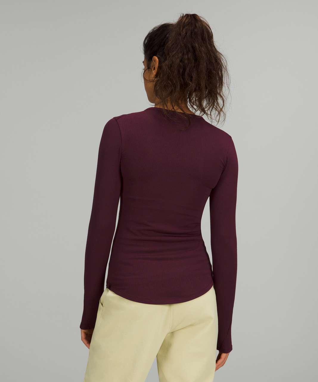 Lululemon Hold Tight Ribbed Long Sleeve Shirt - Cassis - lulu fanatics