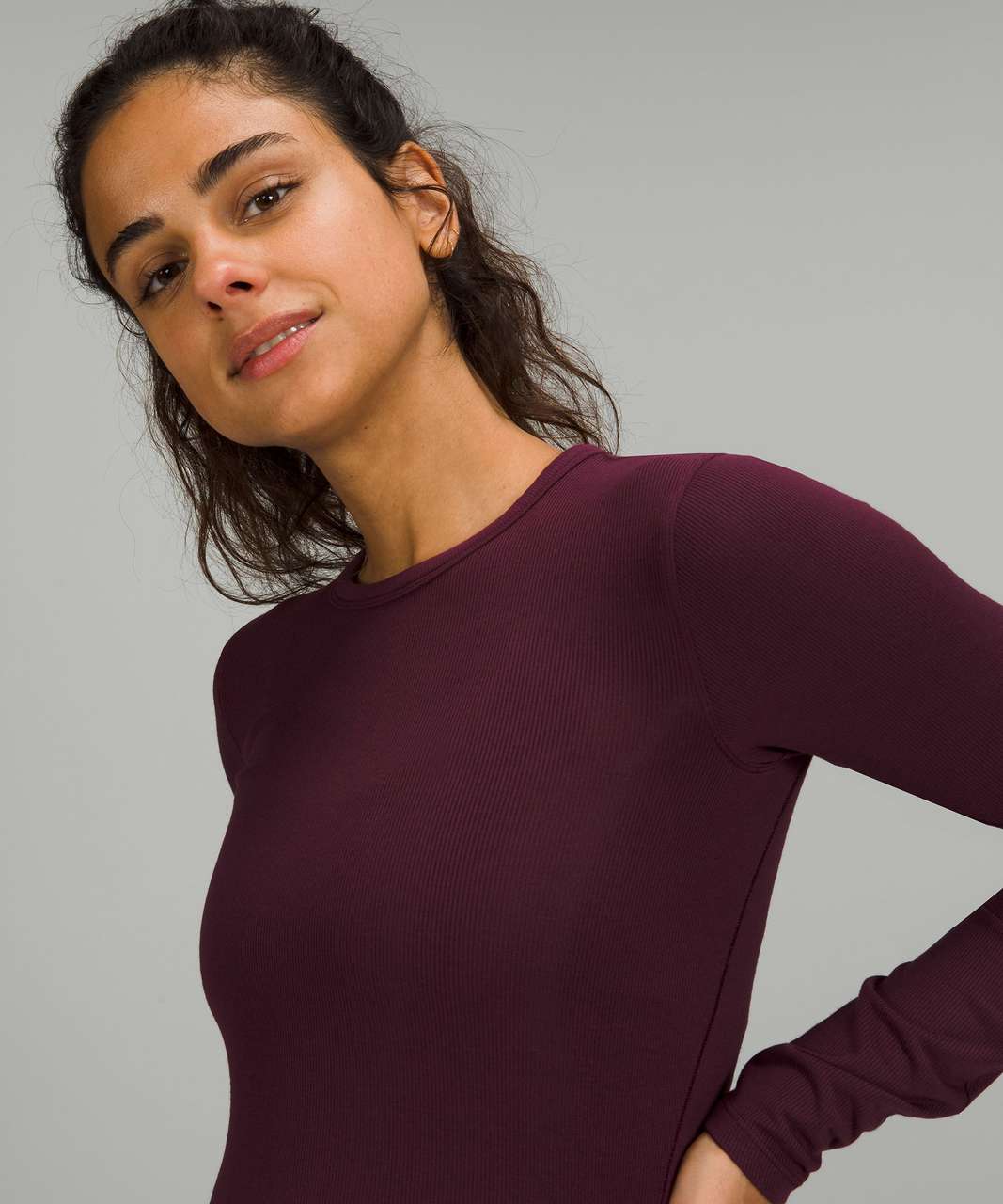 Lululemon Hold Tight Ribbed Long Sleeve Shirt - Cassis - lulu fanatics