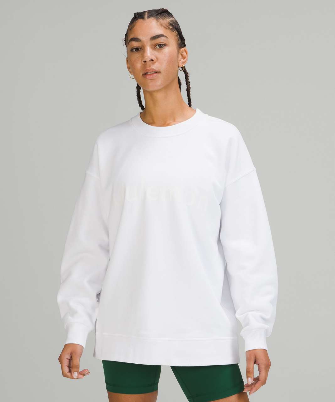 Lululemon Perfectly Oversized Crew Graphic White lulu fanatics