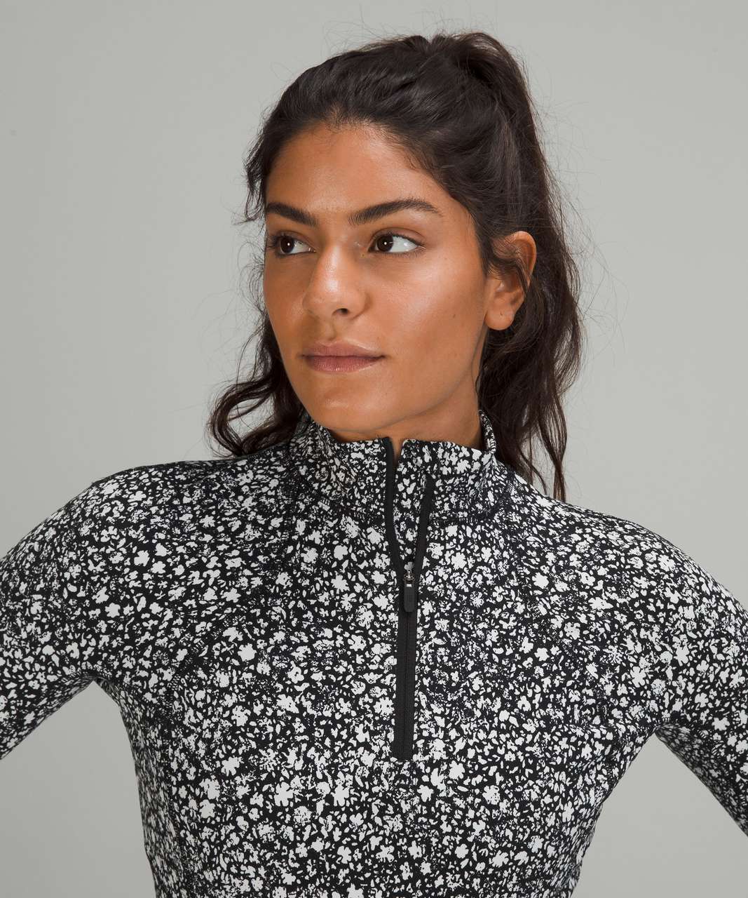 Lululemon Its Rulu Run Half-Zip - Venture Floral Alpine White Black