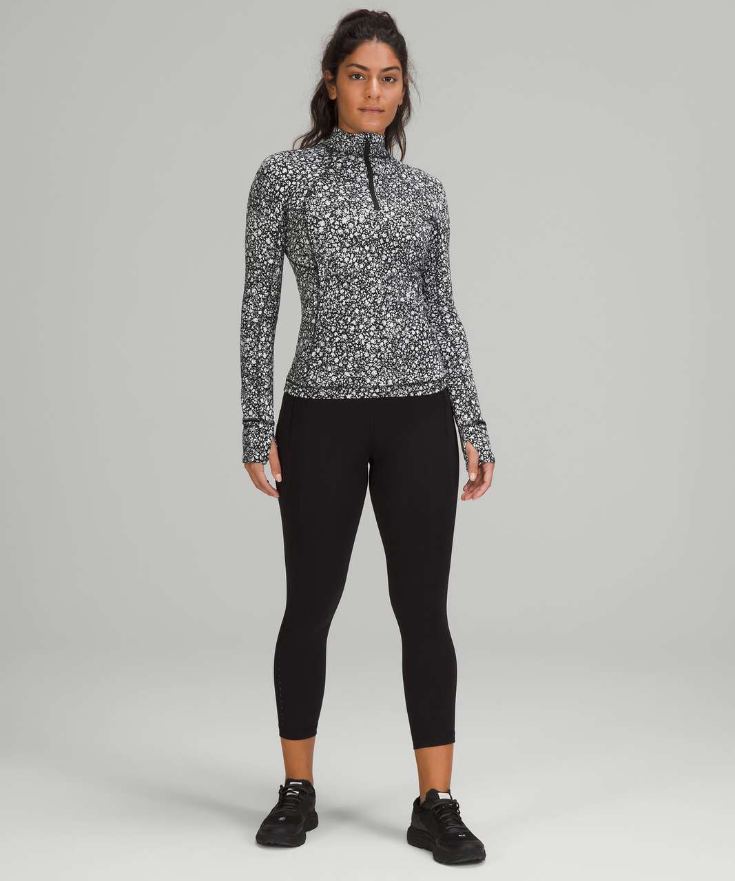 Lululemon Its Rulu Run Half-Zip - Venture Floral Alpine White Black