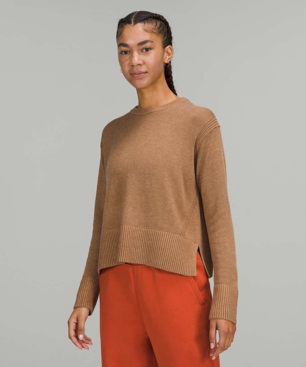 Lululemon Cashlu Boxy Crewneck Sweater - HEATHERED BOLD BEIGE - lulu  fanatics