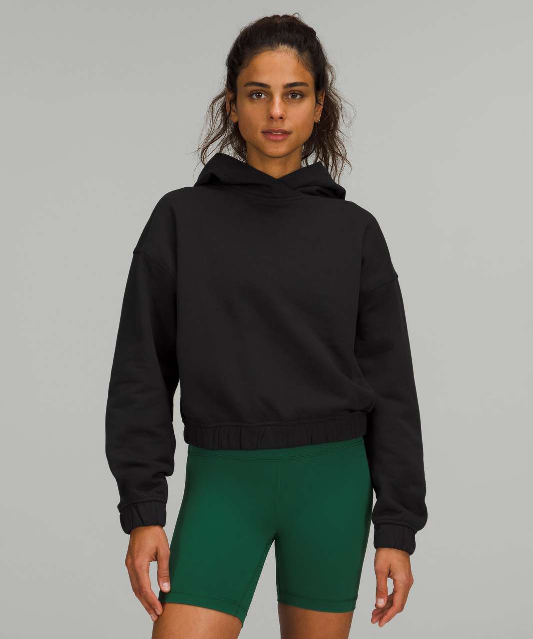 Lululemon Relaxed Cropped Hoodie - Black - lulu fanatics