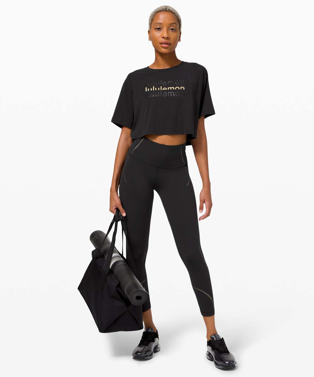 Lululemon Cortes Crop T-Shirt *Logo - Black - lulu fanatics