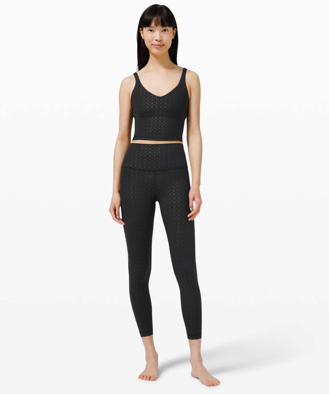 Lululemon Align Cropped Tank Top - Nova Grid Emboss Black - lulu fanatics