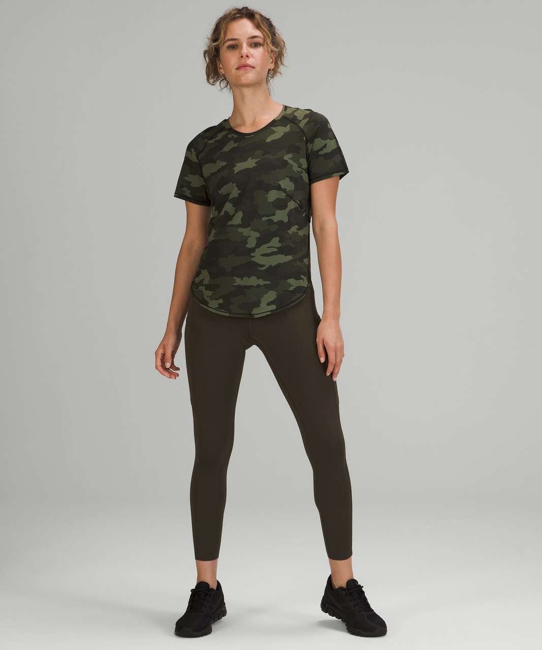 Lululemon UV Protection Running Short Sleeve - Heritage 365 Camo Medium Olive Multi