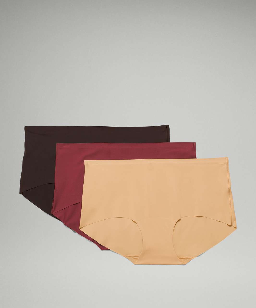 Lululemon InvisiWear Mid-Rise Boyshort Underwear 3 Pack - Mulled Wine /  Pecan Tan / French Press - lulu fanatics