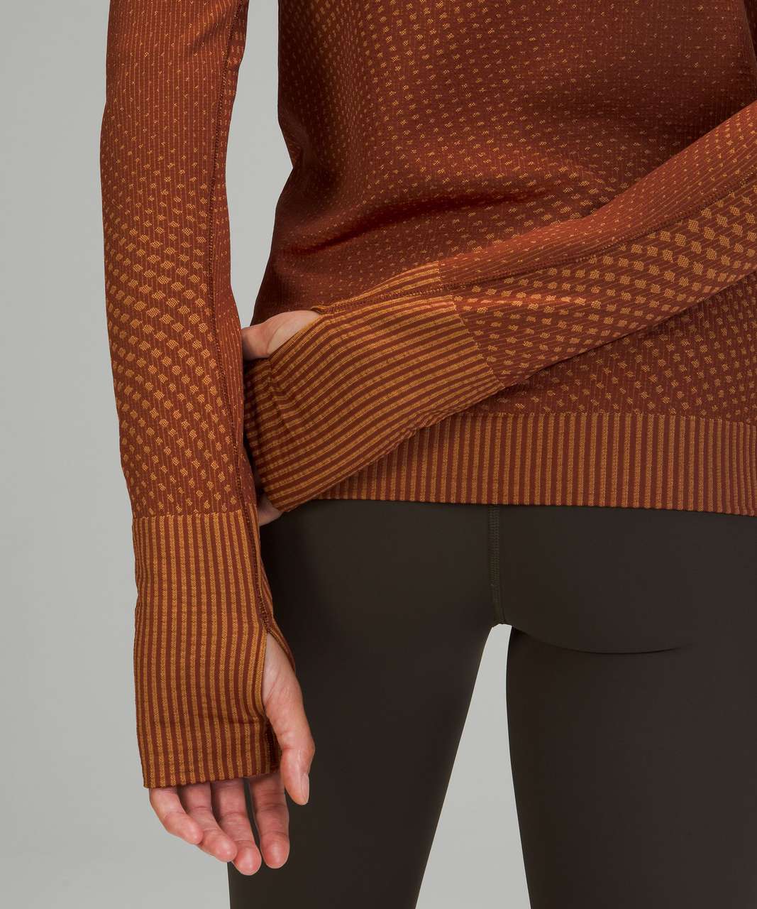 Lululemon Rest Less Pullover - Grid Warp Date Brown / Desert Sun