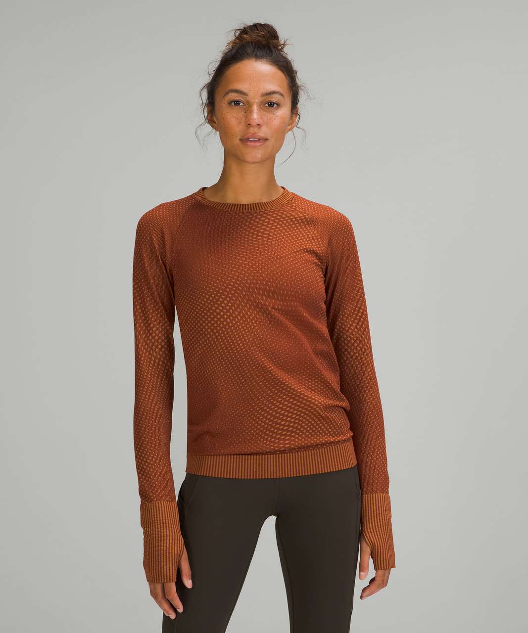 Lululemon Rest Less Pullover - Grid Warp Date Brown / Desert Sun - lulu  fanatics