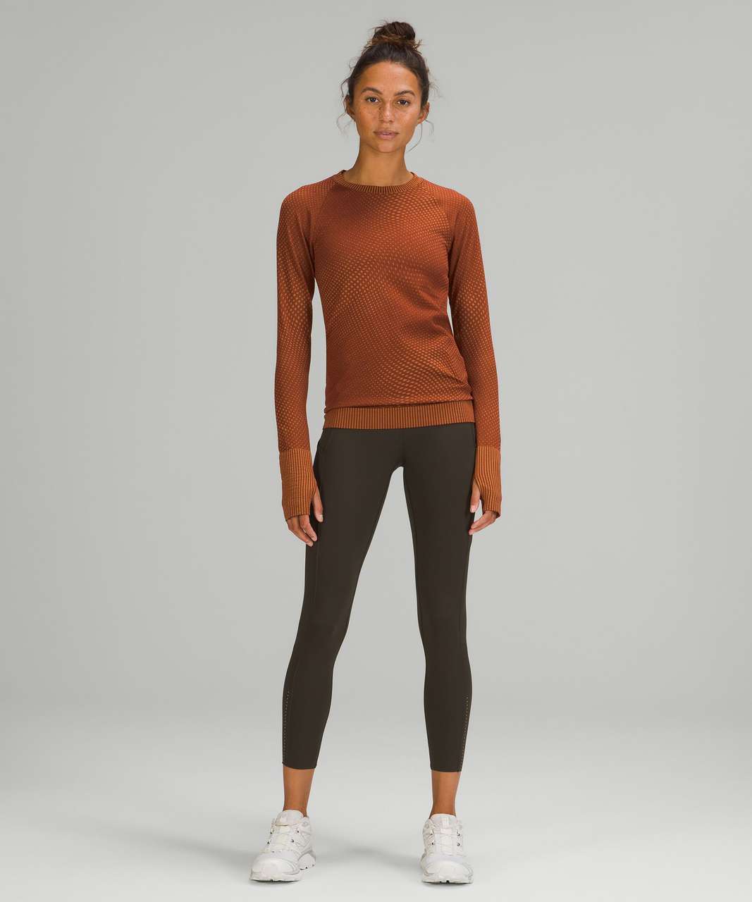 Lululemon Rest Less Pullover - Grid Warp Date Brown / Desert Sun