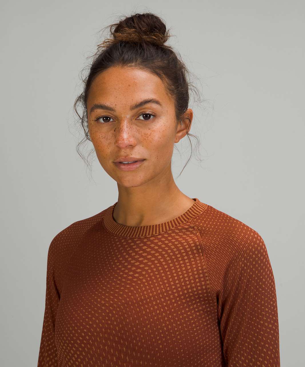 Lululemon Rest Less Pullover - Grid Warp Date Brown / Desert Sun