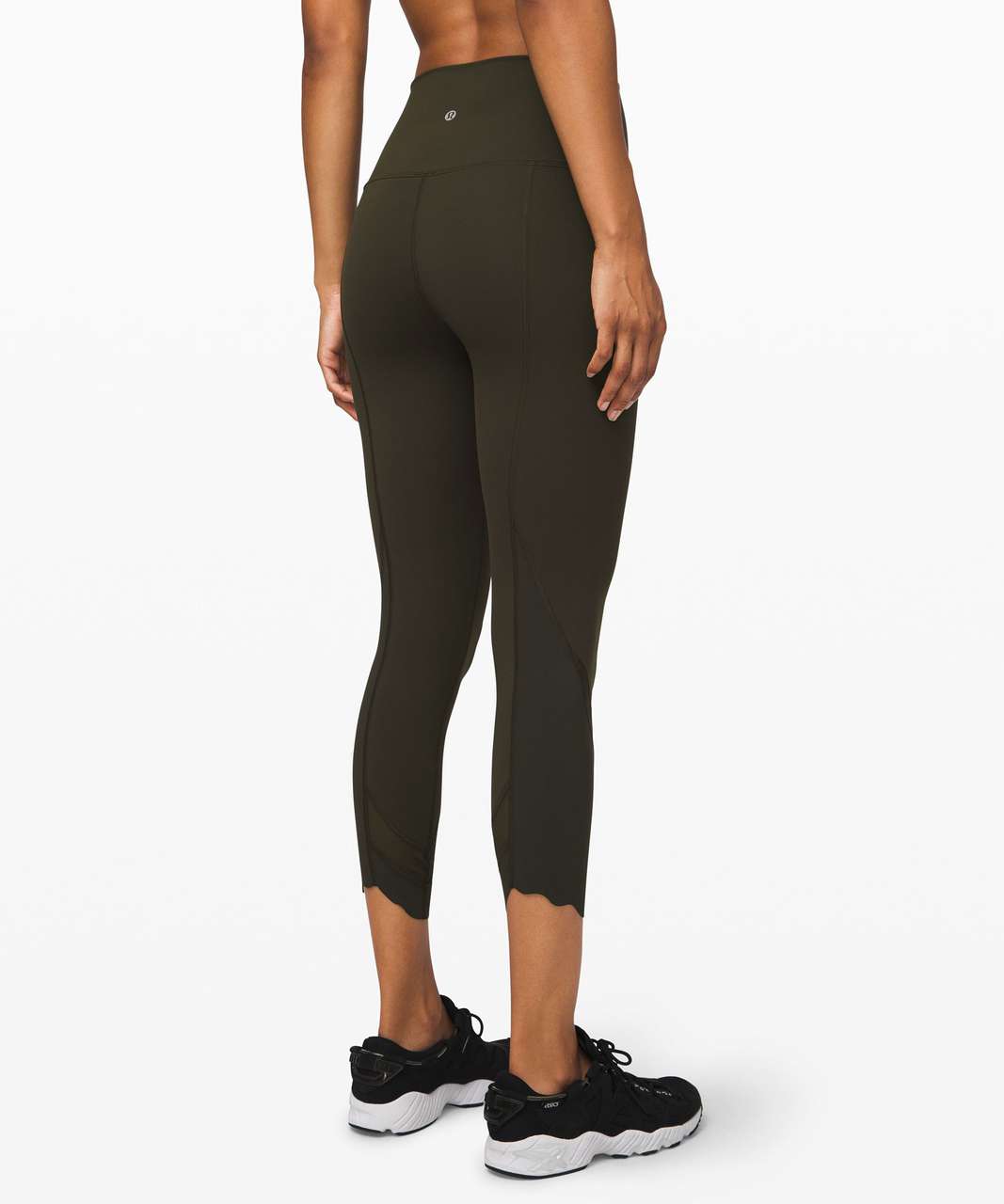 Lululemon Wunder Under Scalloped Hem High-Rise Crop 23 *Luxtreme - Dark  Olive - lulu fanatics