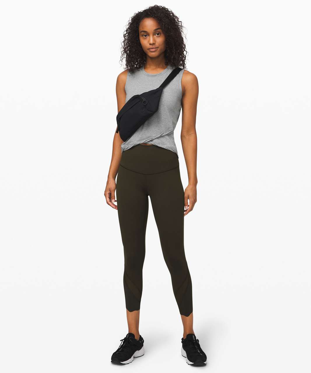 Lululemon Wunder Under High-Rise Crop 23 *Updated Scallop Full-On Luxtreme  - Dark Olive - lulu fanatics