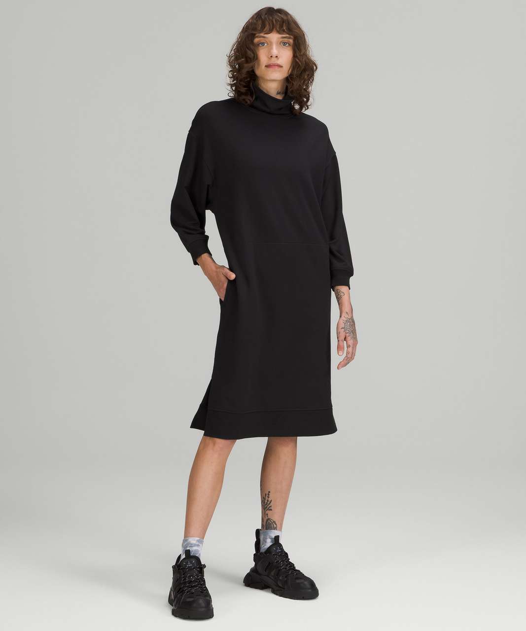 Lululemon Modal Fleece Funnel-Neck Dress - Black