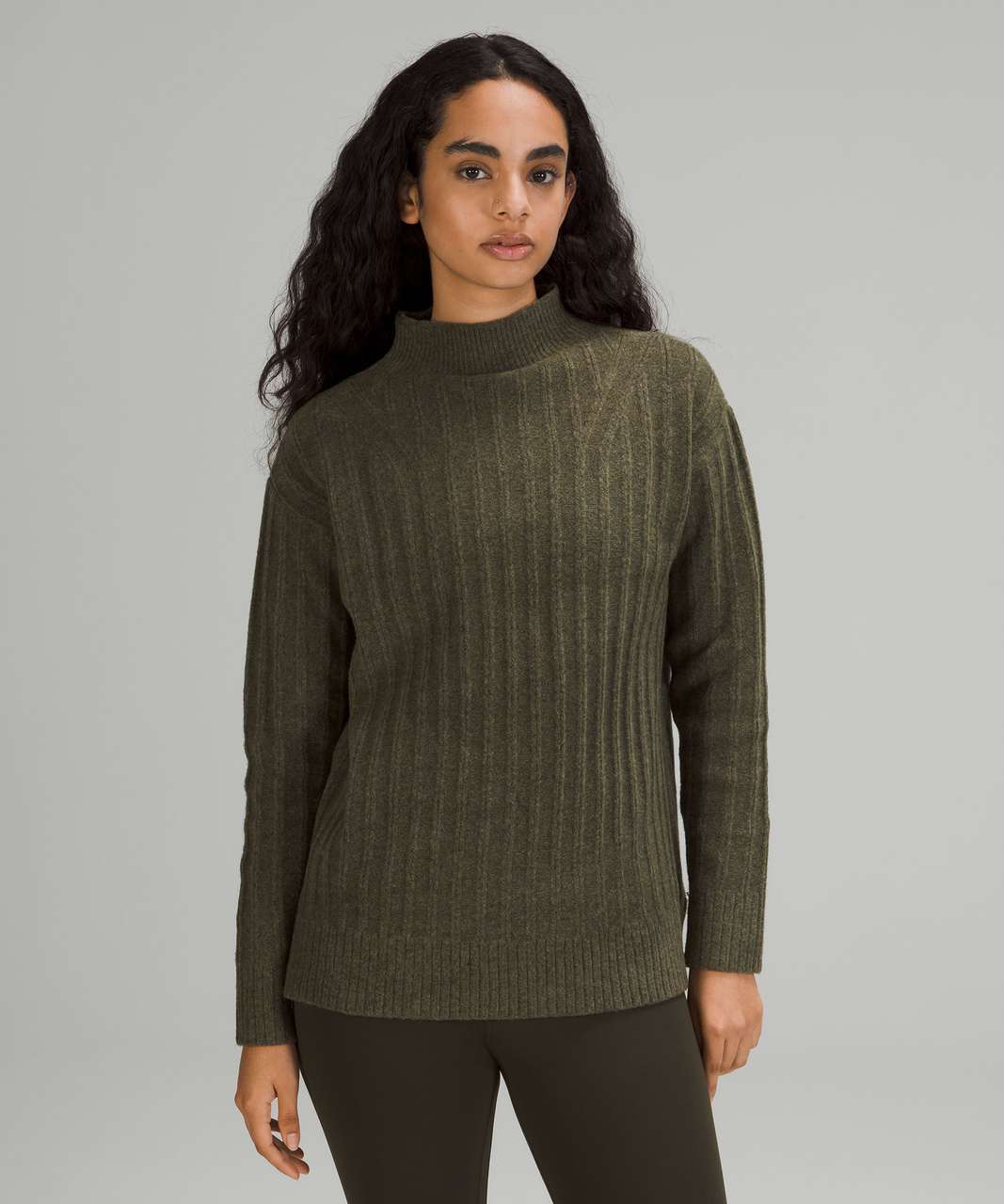 Lululemon Twin Rib Turtleneck Sweater - Heathered Dark Olive