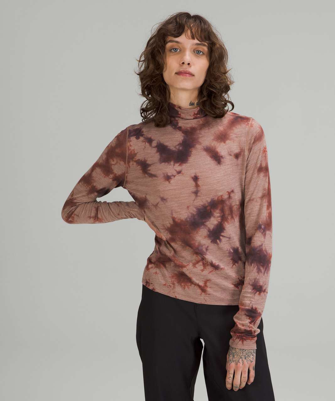 Lululemon lab Wool-Blend Tie Dye Long Sleeve Shirt - Mimic Tie Dye Dusty Bronze Ancient Copper Pelt