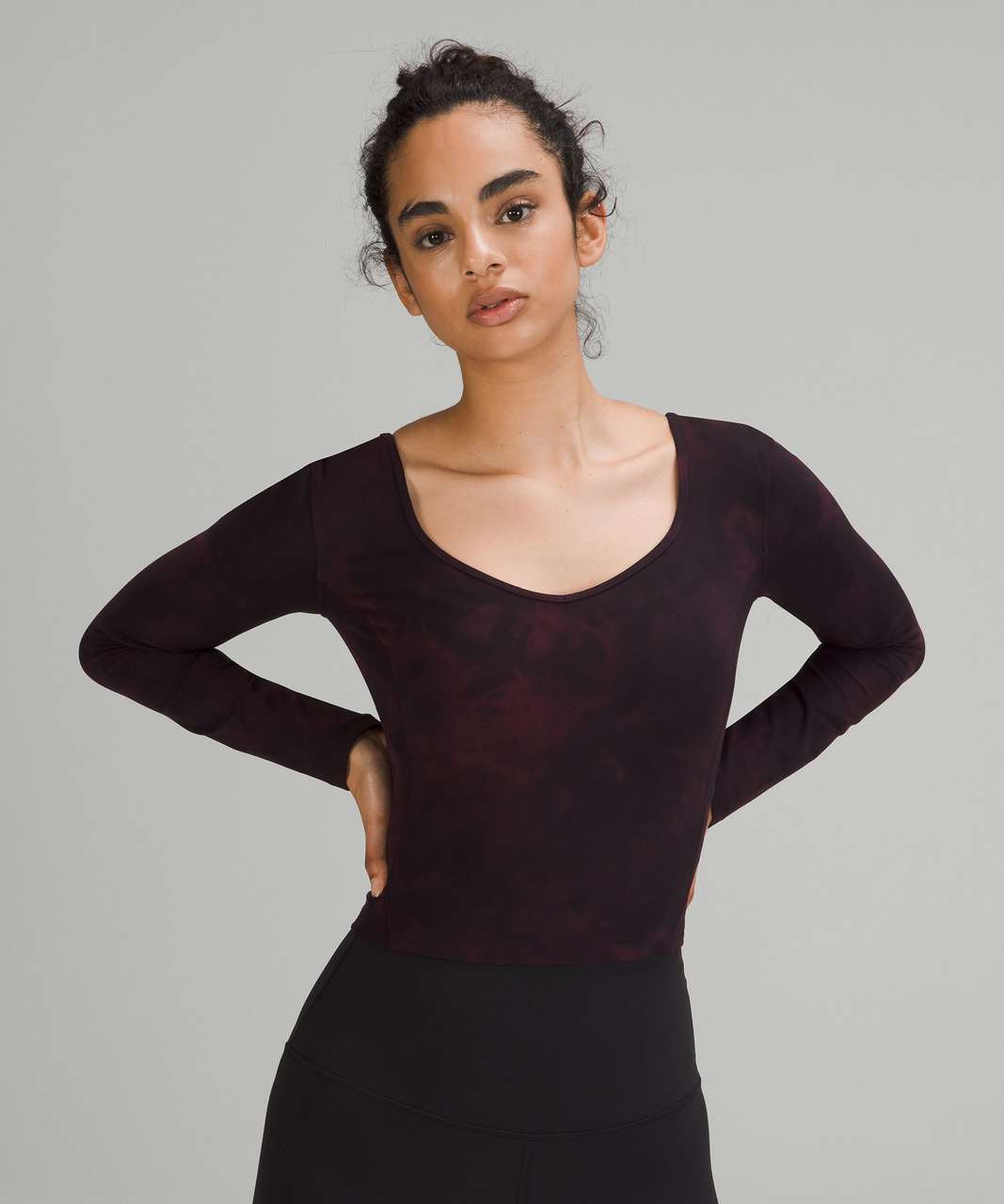 Lululemon Align Long Sleeve Shirt - Diamond Dye Cassis Black - lulu fanatics