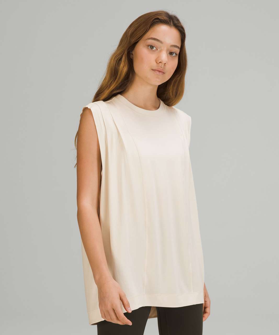 Lululemon Modal Pleated Shoulder Tank Top - White Opal - lulu fanatics