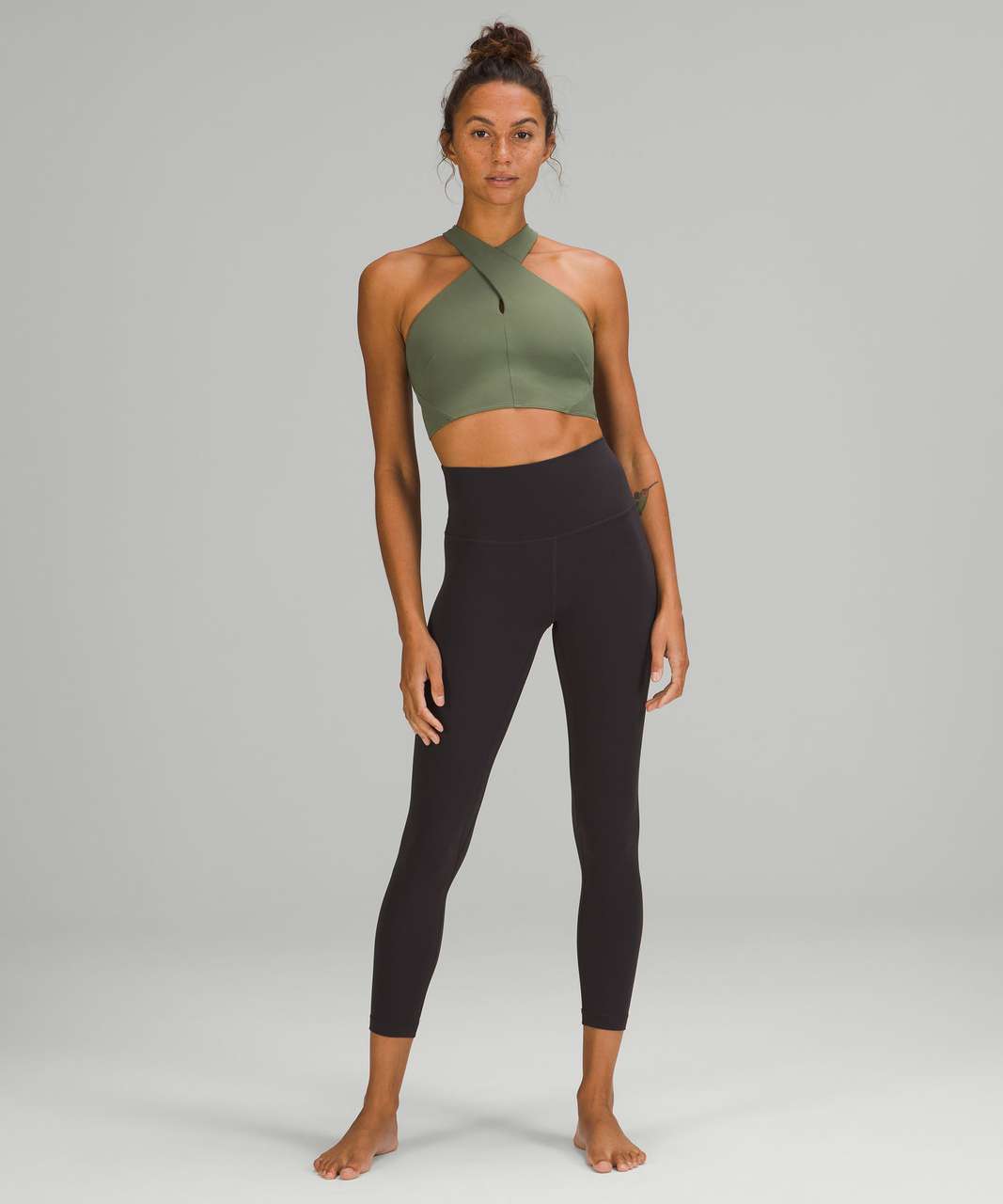 Light Support Rib Racerback Longline Sports Bra Olive Green All in Motion  XXL