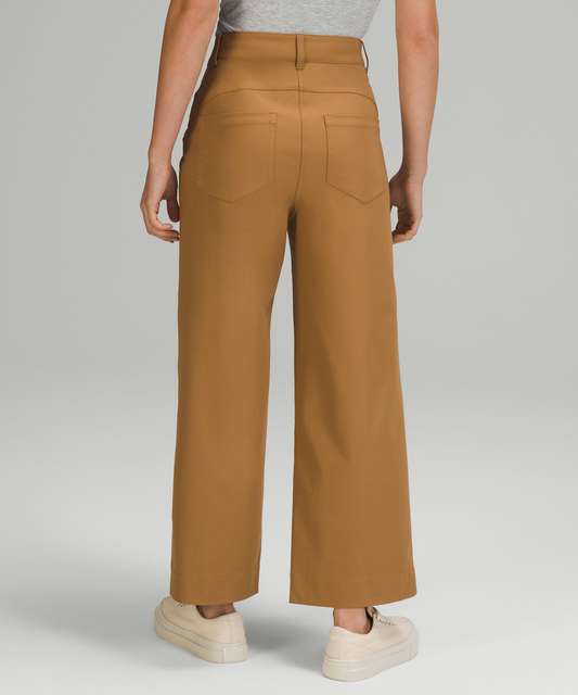 the new city sleek 5 pocket wide leg high rise pants in roasted brown is so  versatile for fall! utilitech fabric is fantastic and lightweight but has  more of a typical pant