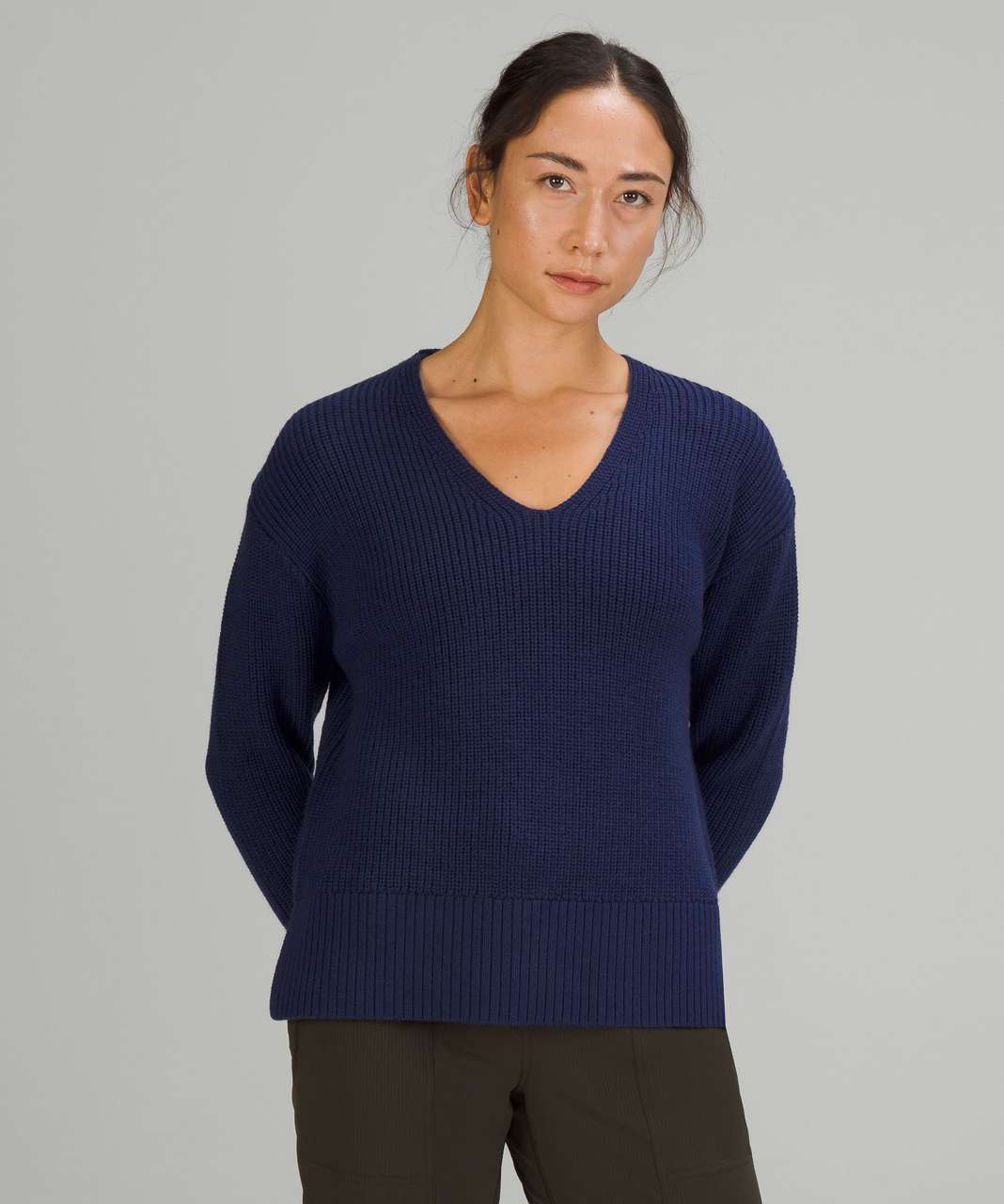 Lululemon Merino Wool-Blend Ribbed Turtleneck Sweater - Heathered Natural  Ivory - lulu fanatics