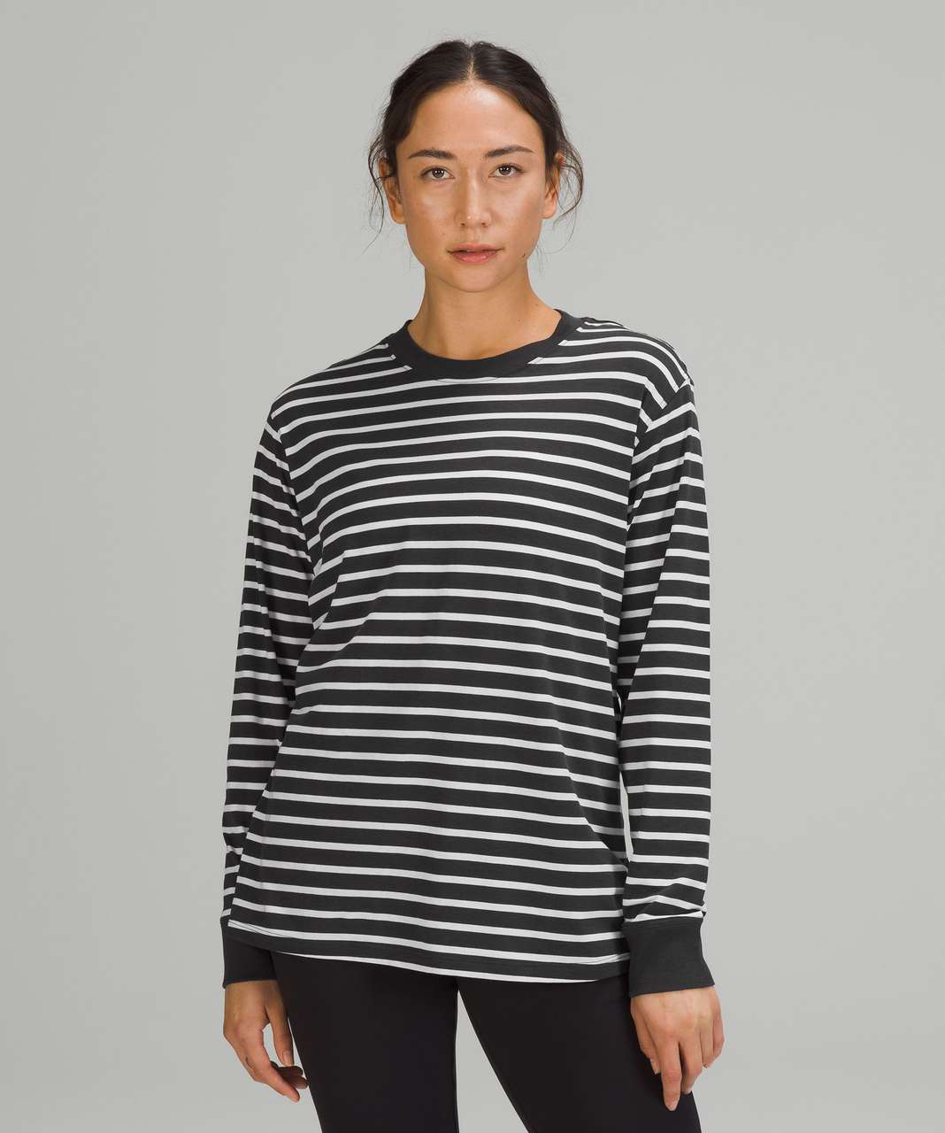 Lululemon All Yours Long Sleeve Shirt - Yachtie Stripe Graphite Grey White