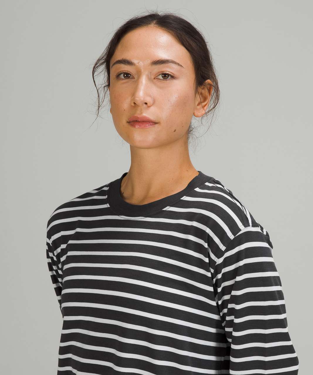 Lululemon All Yours Long Sleeve Shirt - Yachtie Stripe Graphite Grey White