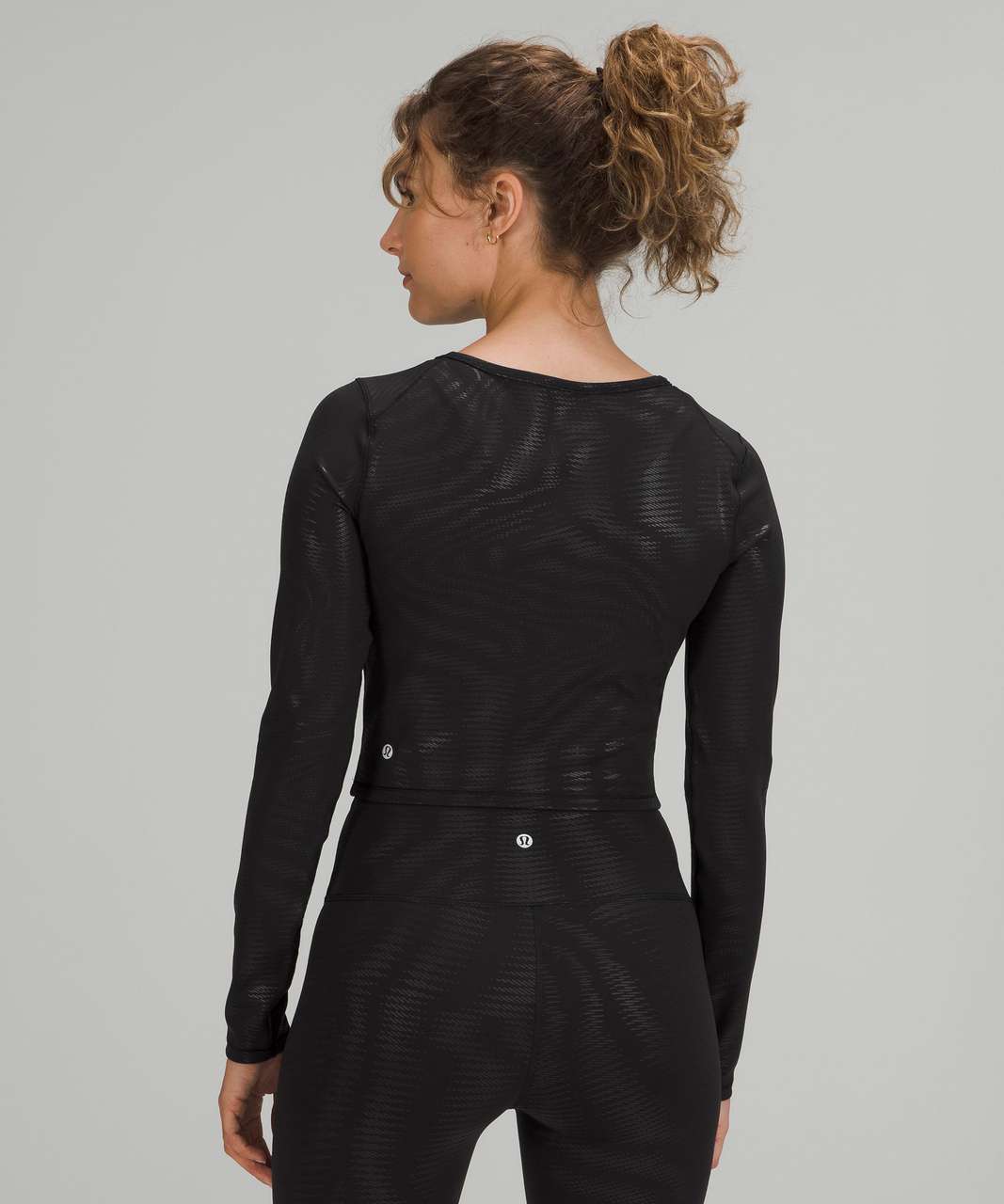 Lululemon Wunder Train Cropped Long Sleeve Shirt *Foil - Shapeshifter Foil Black