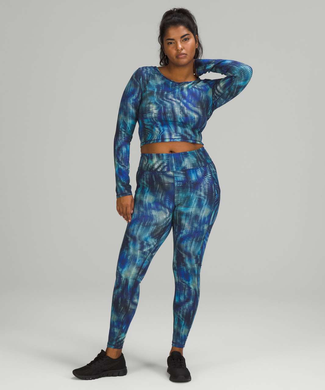 Lululemon Wunder Train Cropped Long Sleeve Shirt *Foil - Shapeshifter Flux  Blue Multi - lulu fanatics