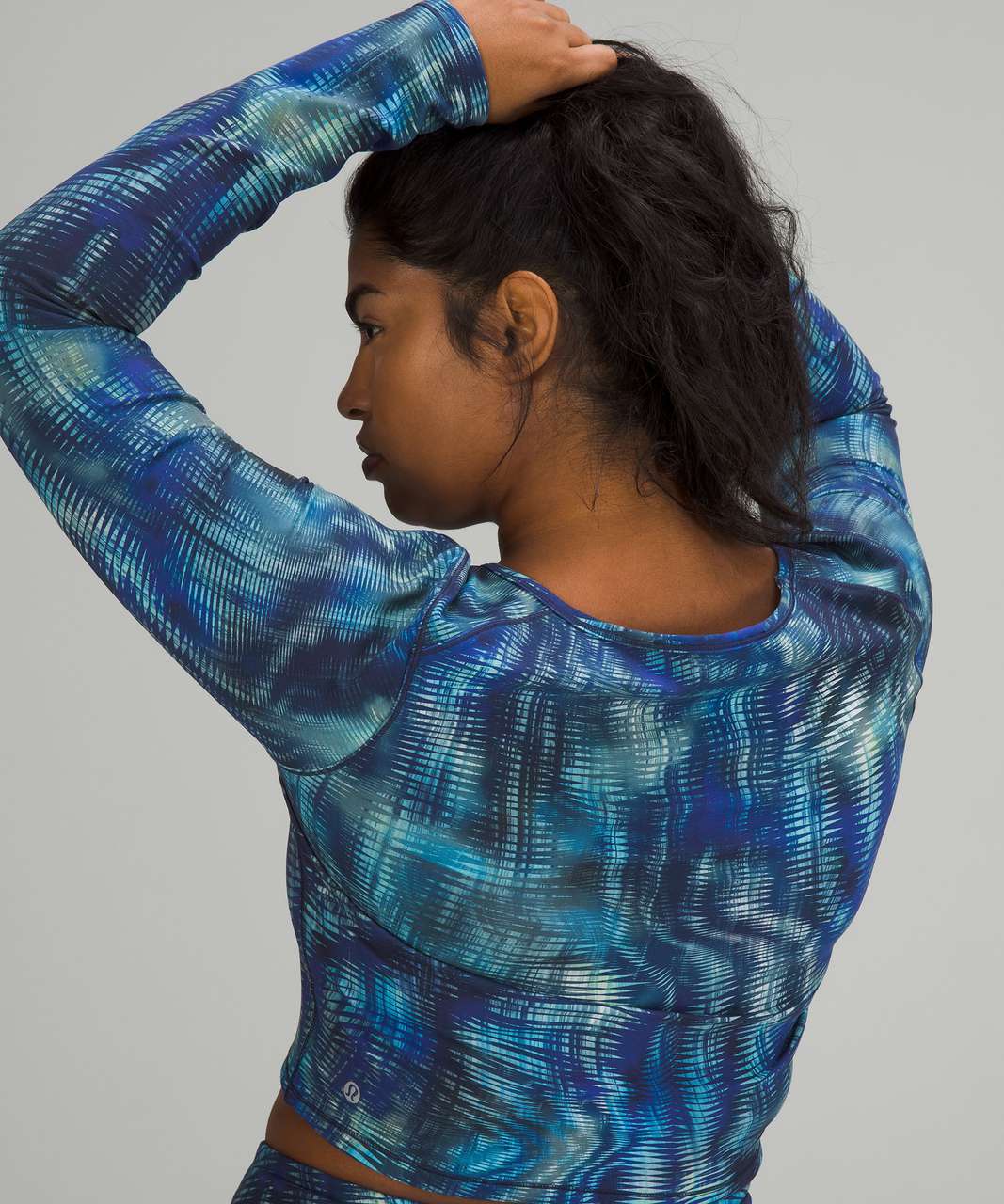 Lululemon Wunder Train Cropped Long Sleeve Shirt *Foil - Shapeshifter Flux  Blue Multi - lulu fanatics