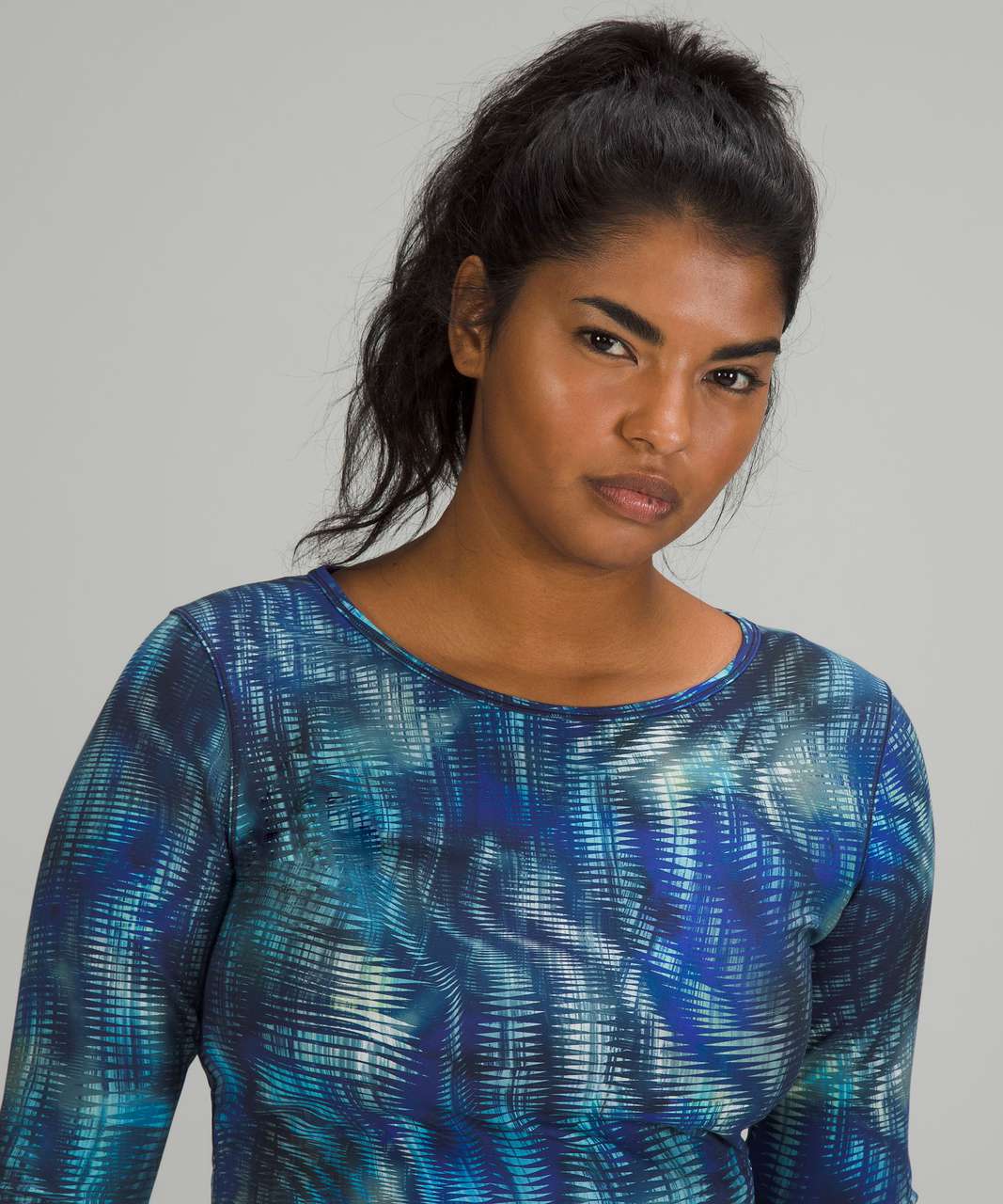 Lululemon Wunder Train Cropped Long Sleeve Shirt *Foil - Shapeshifter Flux  Blue Multi - lulu fanatics