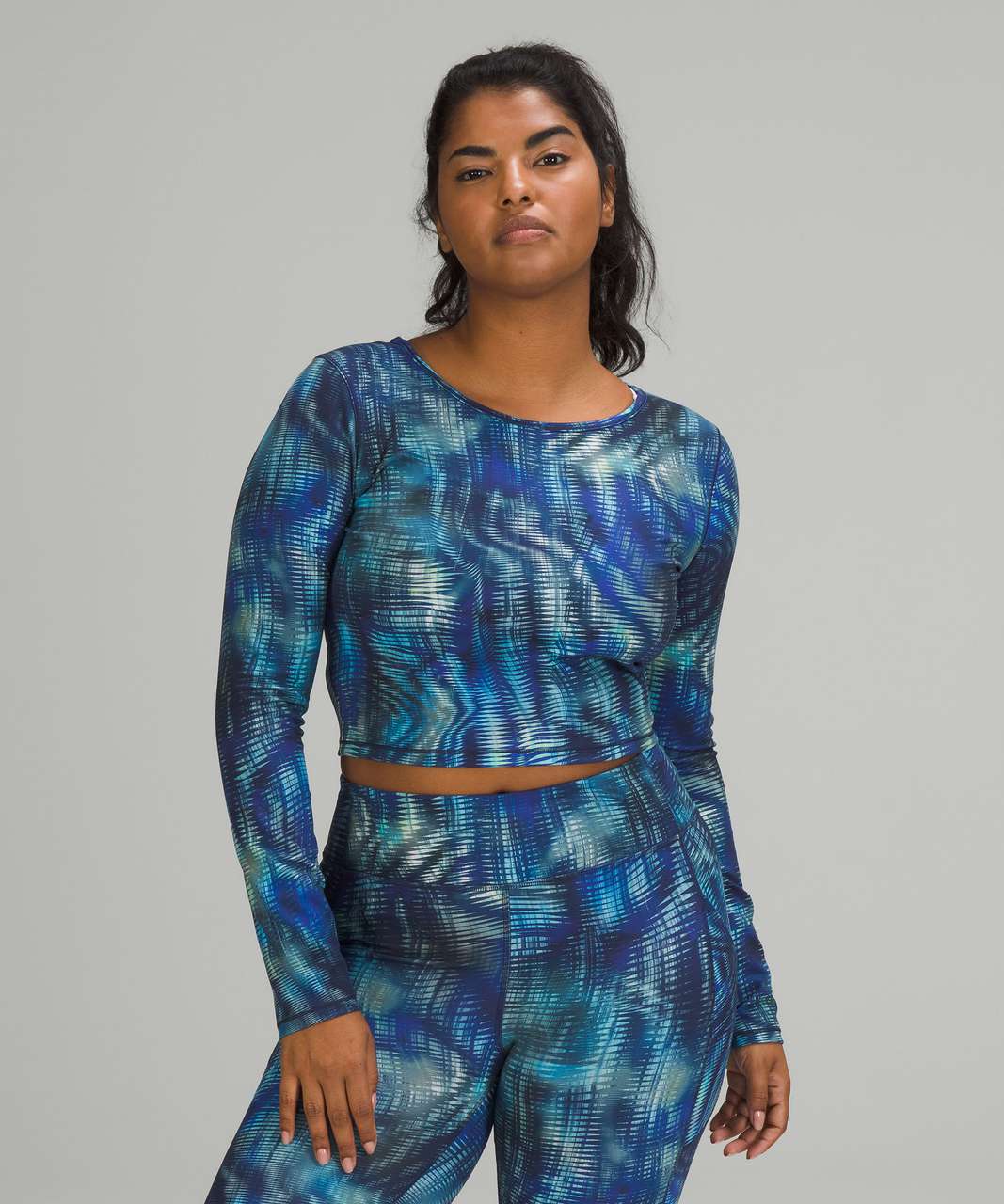 Lululemon Wunder Train Cropped Long Sleeve Shirt *Foil - Shapeshifter Flux  Blue Multi - lulu fanatics