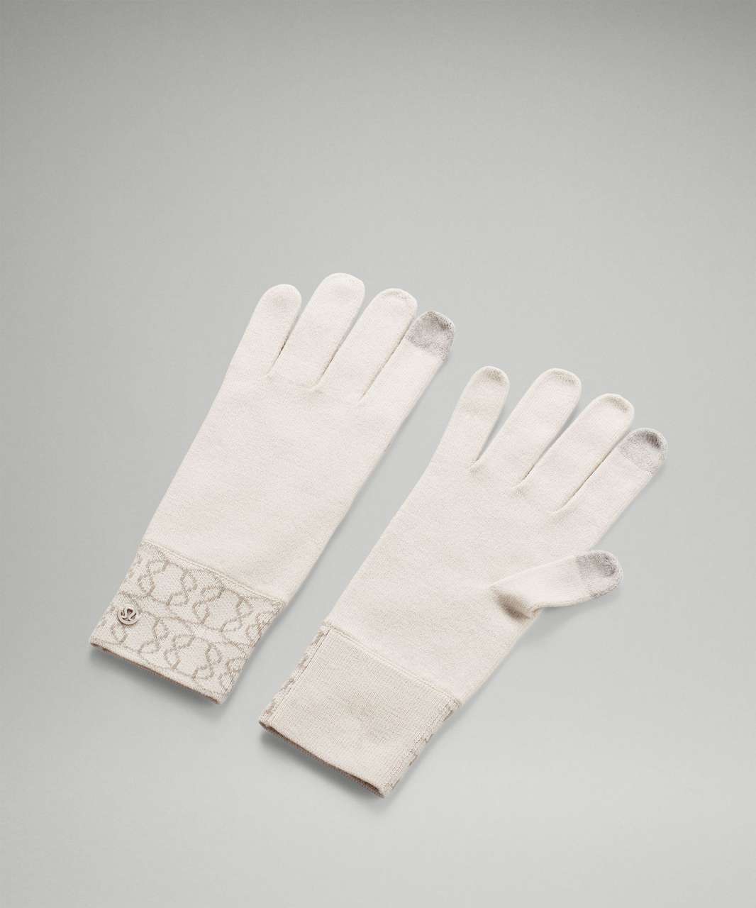Lululemon Warm Revelation Logo Gloves - White Opal / Raw Linen