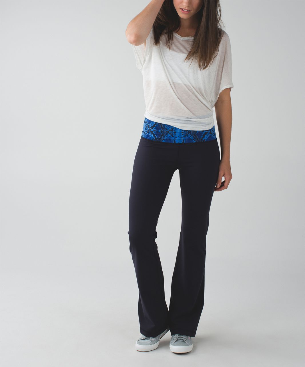 Lululemon Groove Pant II (Roll Down - Tall) - Naval Blue / Mystic Jungle  Hawk Blue Harbor Blue - lulu fanatics