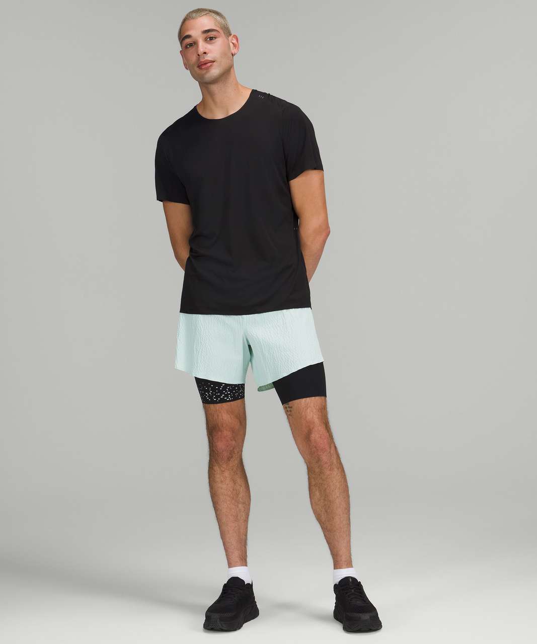 Lululemon Surge Lined Short 6" *Special Edition - Delicate Mint / Inflect Textured Raw Linen Multi