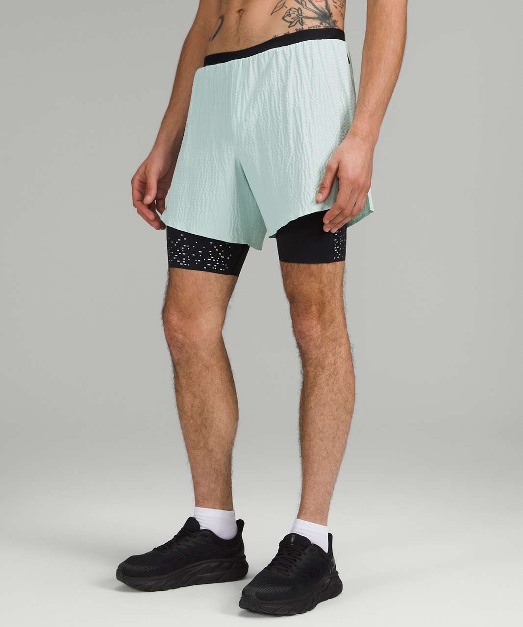 Lululemon Surge Lined Short 6" *Special Edition - Delicate Mint / Inflect Textured Raw Linen Multi