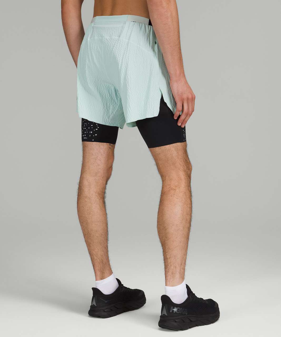 Lululemon Surge Lined Short 6" *Special Edition - Delicate Mint / Inflect Textured Raw Linen Multi