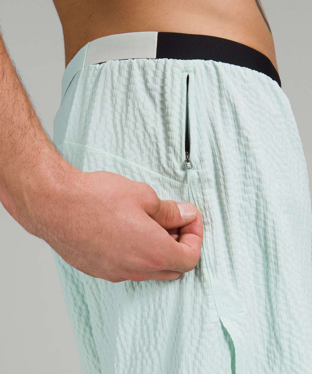 Lululemon Surge Lined Short 6" *Special Edition - Delicate Mint / Inflect Textured Raw Linen Multi