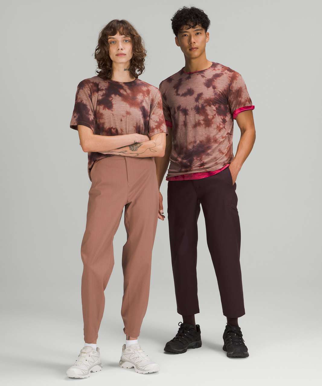 Lululemon lab Wool-Blend Tie Dye T-Shirt - Mimic Tie Dye Dusty Bronze Ancient Copper Pelt