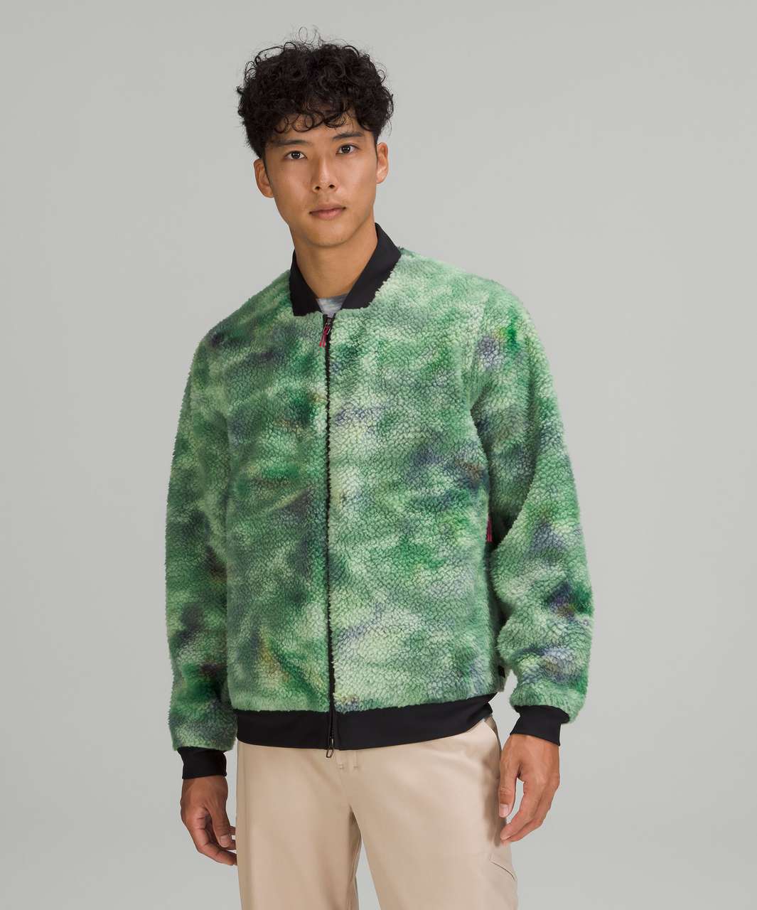 Lululemon lab Textured Fleece Bomber Jacket - Diamond Dye Green Multi